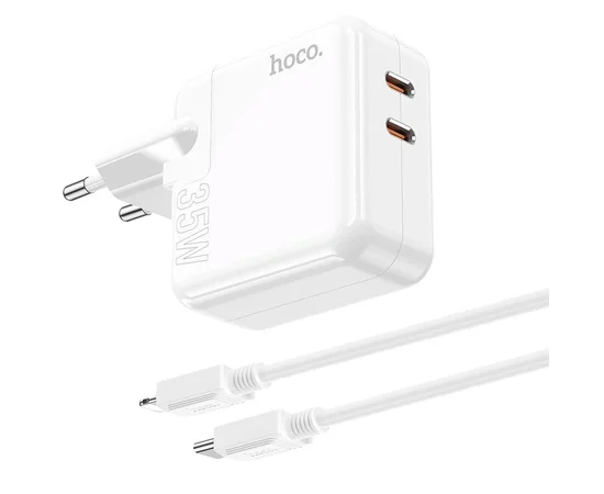СЗУ Hoco C110A PD 35W+QC3.0 (2 Type-C) + Type-C to Lightning White