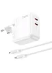 СЗУ Hoco C110A PD 35W+QC3.0 (2 Type-C) + Type-C to Lightning White