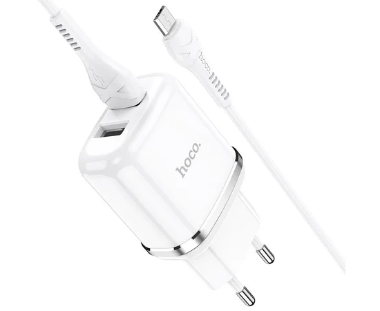 СЗУ Hoco N4 (2USB/2.4A) + MicroUSB Белый