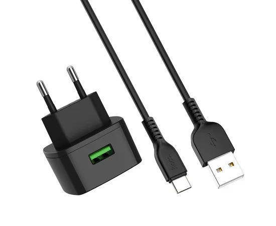 СЗУ Hoco C70A QC3.0 (1USB/3A) + Type-C Черный