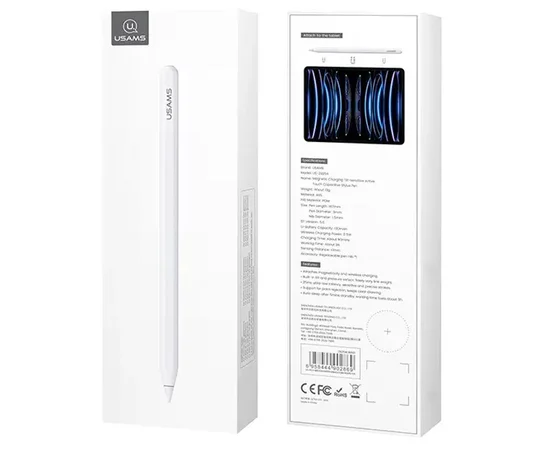 Стилус Usams US-ZB254 Magnetic Charging Tilt-sensitive Active Touch Capacitive White
