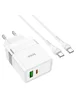 СЗУ Hoco N21 Topspeed PD30W+QC3.0 (1USB/1Type-C/3A) + Type-C + Type-C White