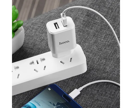 СЗУ Hoco C62A Victoria 2.1A 2USB + cable Type-C white