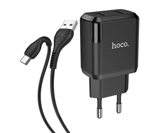 СЗУ HOCO N7 (2USB/2,1A) + USB - Type-C Черный