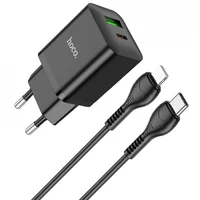 СЗУ Hoco N28 Founder PD20W+QC3.0 + Type-C to Lightning Black