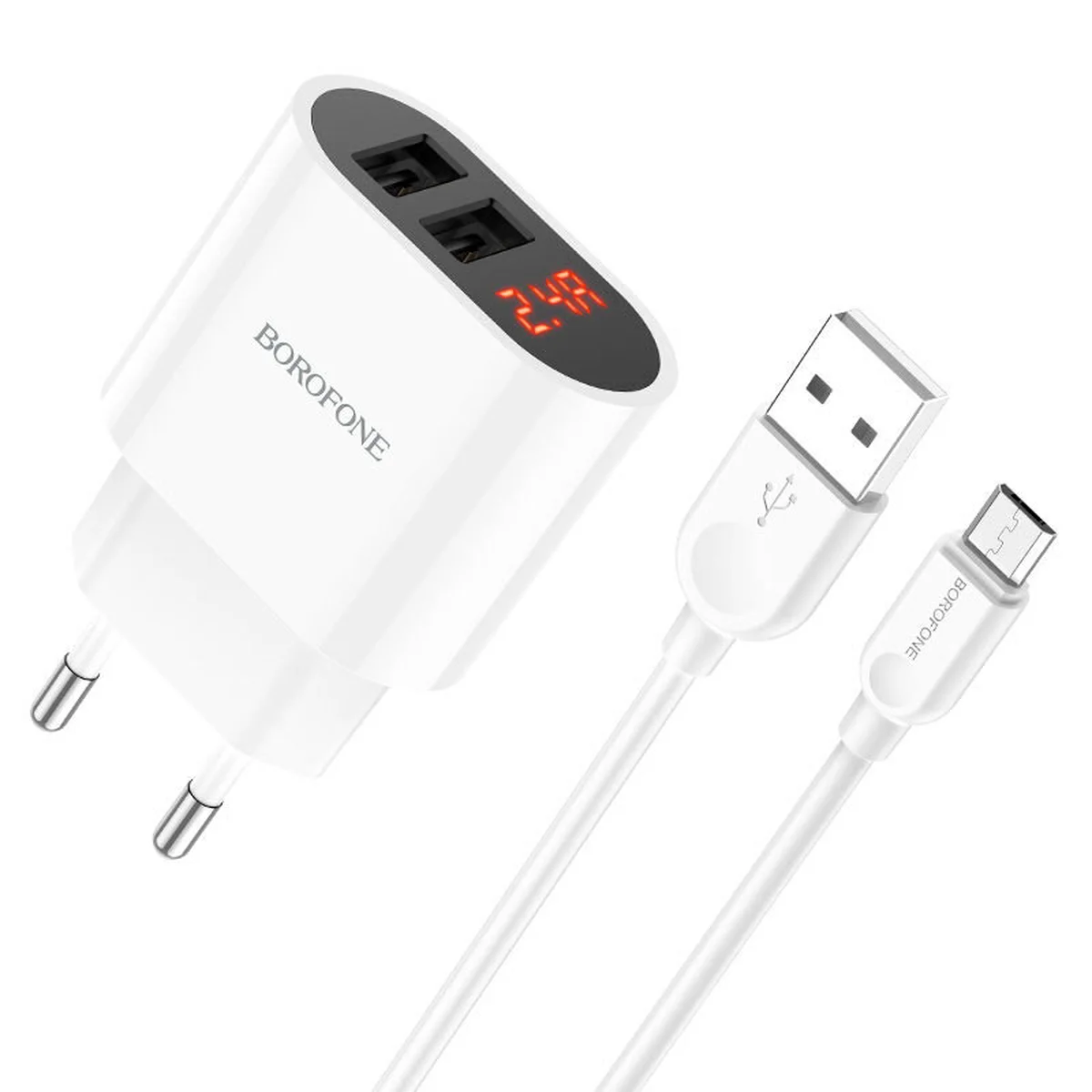 СЗУ Borofone BA63A Richy + MicroUSB Белый