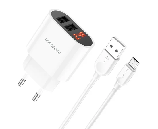 СЗУ Borofone BA63A Richy + MicroUSB Белый