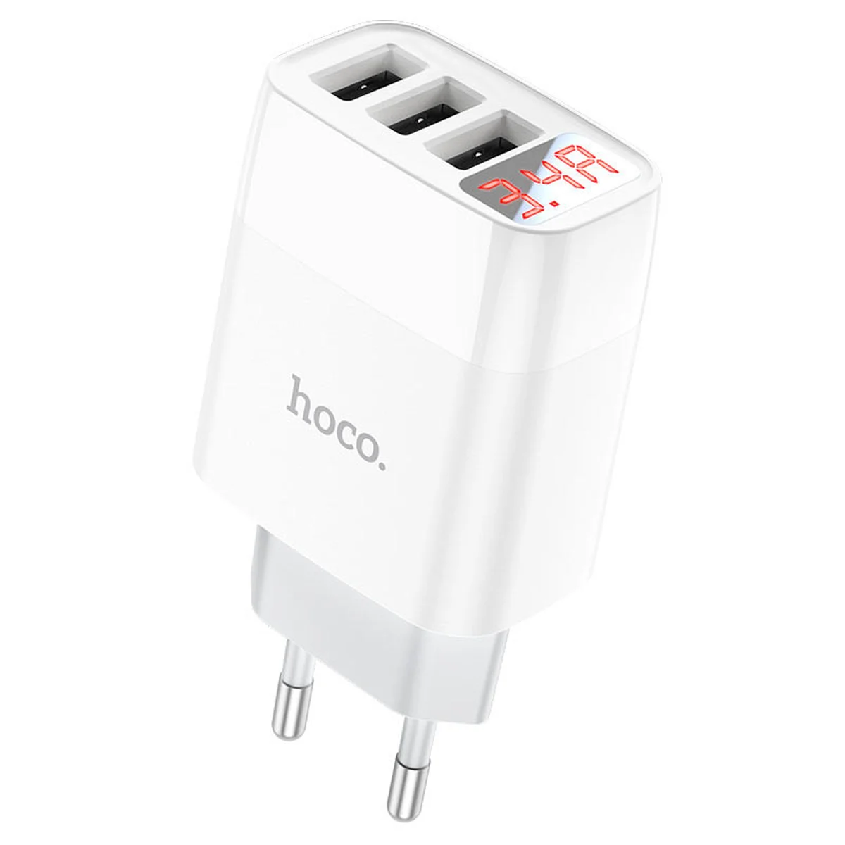 СЗУ Hoco C93A Ease charge 3-port digital display charger Білий