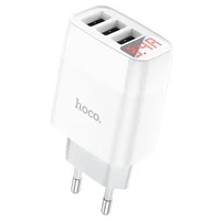 СЗУ Hoco C93A Ease charge 3-port digital display charger Білий