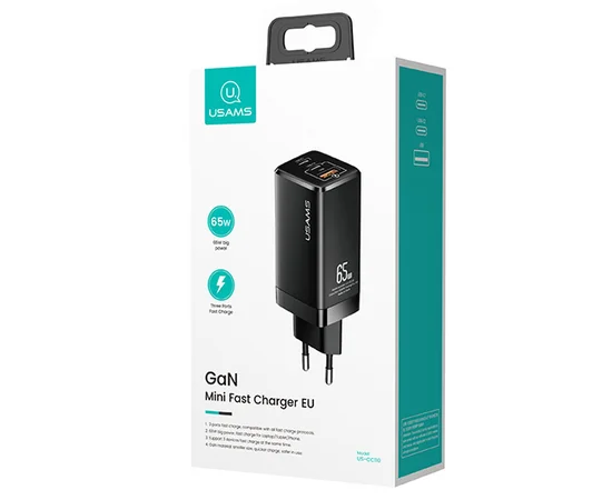 СЗУ USAMS CC110 GaN Mini Fast Charger EU Черный