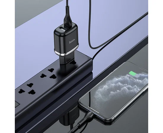 СЗУ Hoco N4 (2USB/2.4A) + Lightning Черный