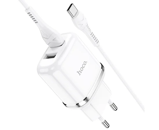 СЗУ Hoco N4 (2USB/2.4A) + Type-C Белый