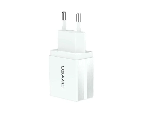 СЗУ USAMS US-CC090 T24 2.1A Dual USB Travel Charger （EU） Белый