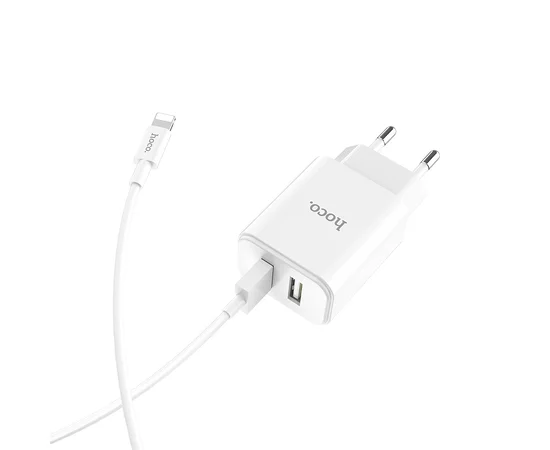 СЗУ Hoco C62A Victoria 2.1A 2USB + cable Lightning white