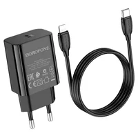 СЗУ Borofone BA65A Single port PD20W + Type-C + Lightning Черный