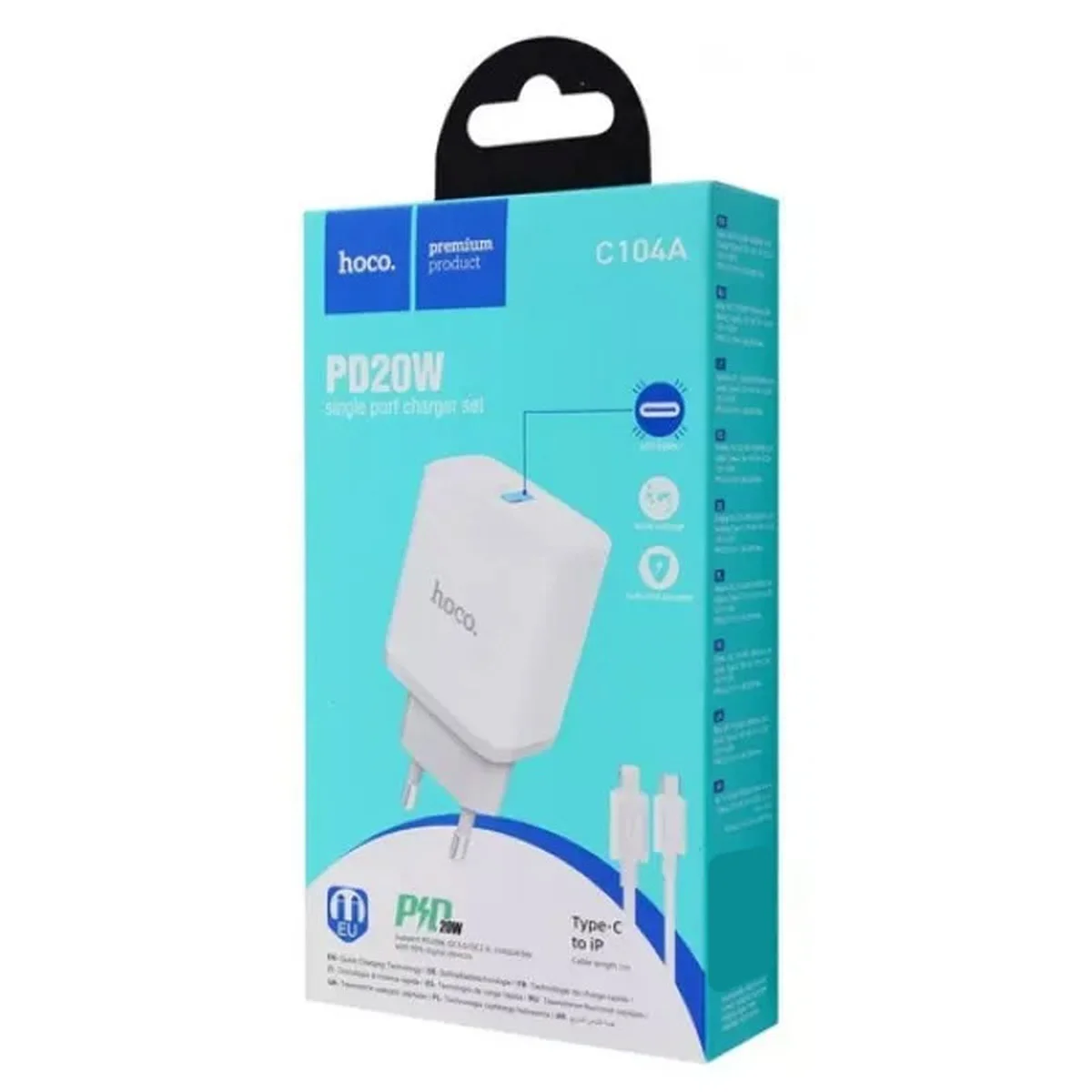 СЗУ Hoco C104A PD 20W Type-C to Type-C White