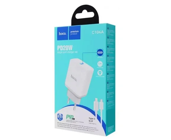 СЗУ Hoco C104A PD 20W Type-C to Type-C White