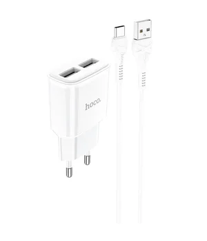 СЗУ HOCO C88A (2USB/2.4A) + Type-C Белый СЗУ HOCO C88A (2USB/2.4A) + Type-C Белый