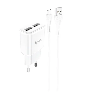 СЗУ HOCO C88A (2USB/2.4A) + Type-C Білий