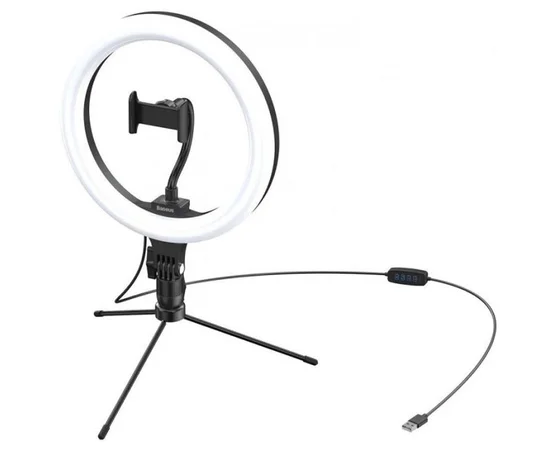 Кольцевая светодиодная LED лампа Baseus Live Stream 10" с триподом (CRZB1-A01) Черный