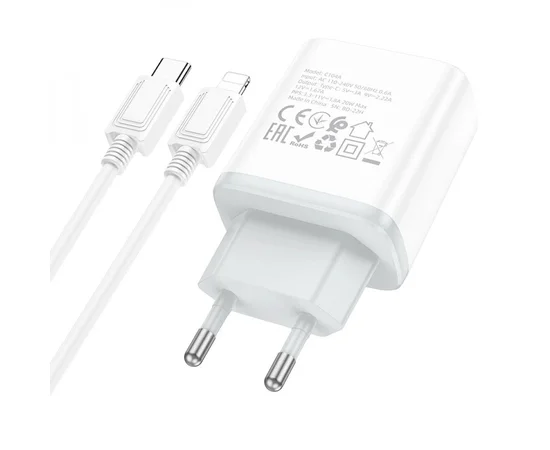 СЗУ Hoco C104A PD 20W Type-C to Lightning White