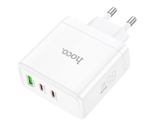 СЗУ Hoco N30 Glory PD65W (2Type-C/1USB) White
