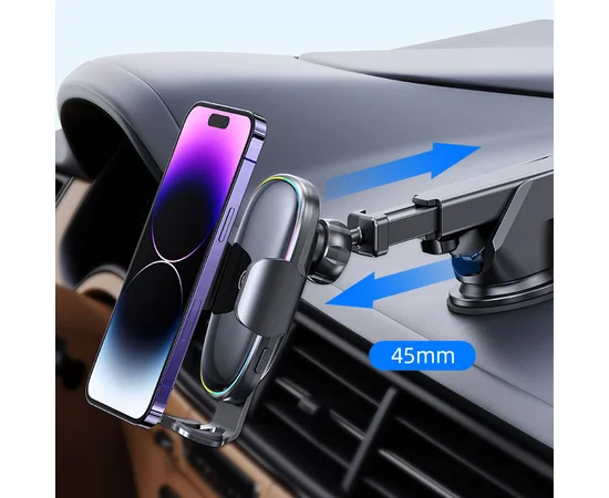 Автодержатель с БЗУ Usams US-CD187 15W with Colorful Light Black