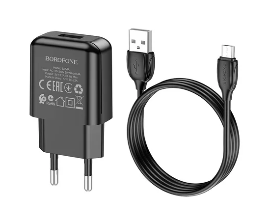 СЗУ Borofone BA64A Single port + MicroUSB Черный