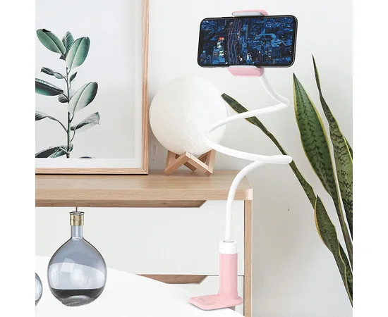 Держатель настольный Hoco PH23 Balu Pink white