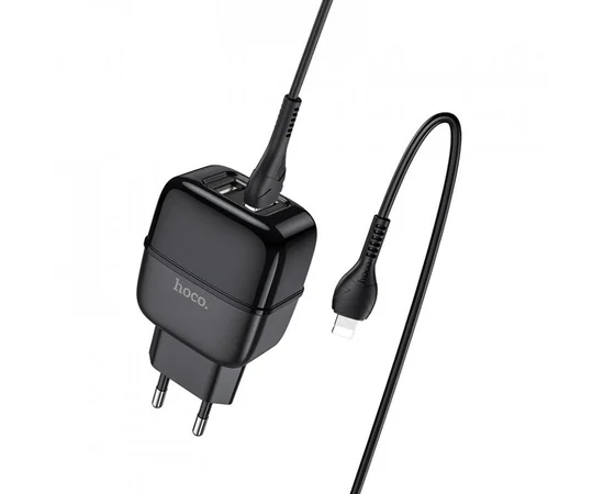 СЗУ HOCO C73A (2USB/2.4A) + lightning Черный