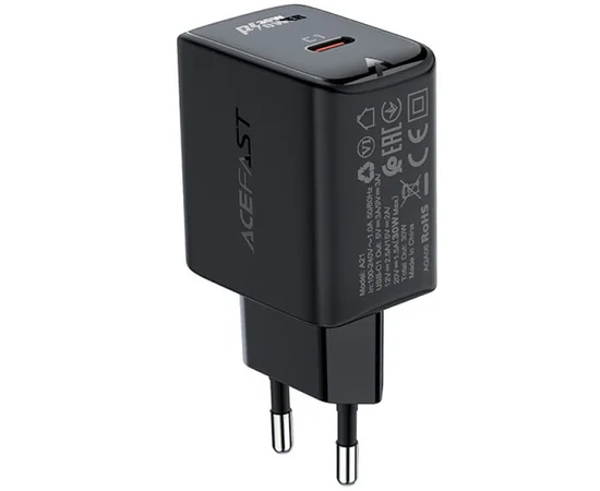 СЗУ Acefast A21 30W GaN single USB-C Black