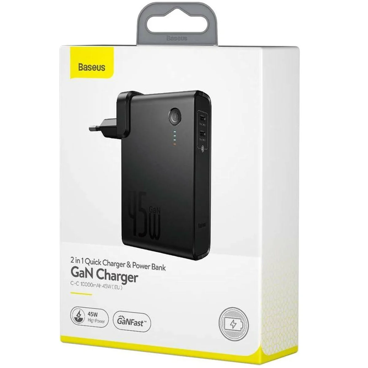 СЗУ + Power Bank 2in1 Baseus GaN (2 Type-C/ 45W) + 10 000 mAh Черный