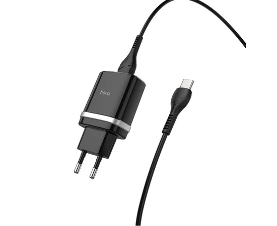 СЗУ Hoco C12Q Smart QC3.0 (1USB/3A) + Type-C Черный