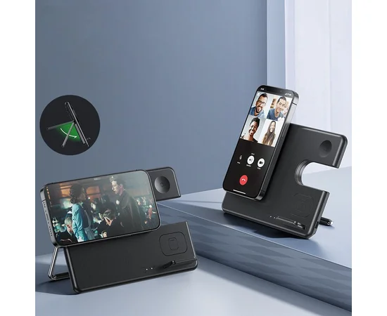 БЗУ Hoco CQ1 Geek folding 3-in-1 (for iWatch) Black