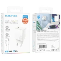 СЗУ Borofone BA77A PD30W+QC3.0 + Type-C + Type-C White