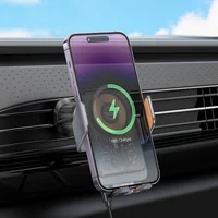 Автоутримувач із БЗУ Hoco HW7 Transparent Discovery Edition (air outlet) Metal gray