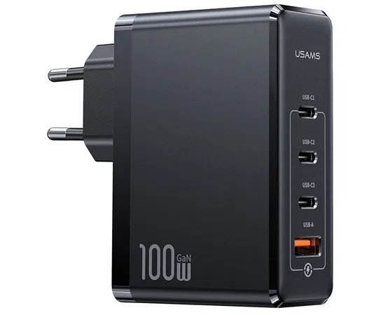 СЗУ Usams US-CC163 T50 100W 4 Ports ACCC GaN Fast Charger Black