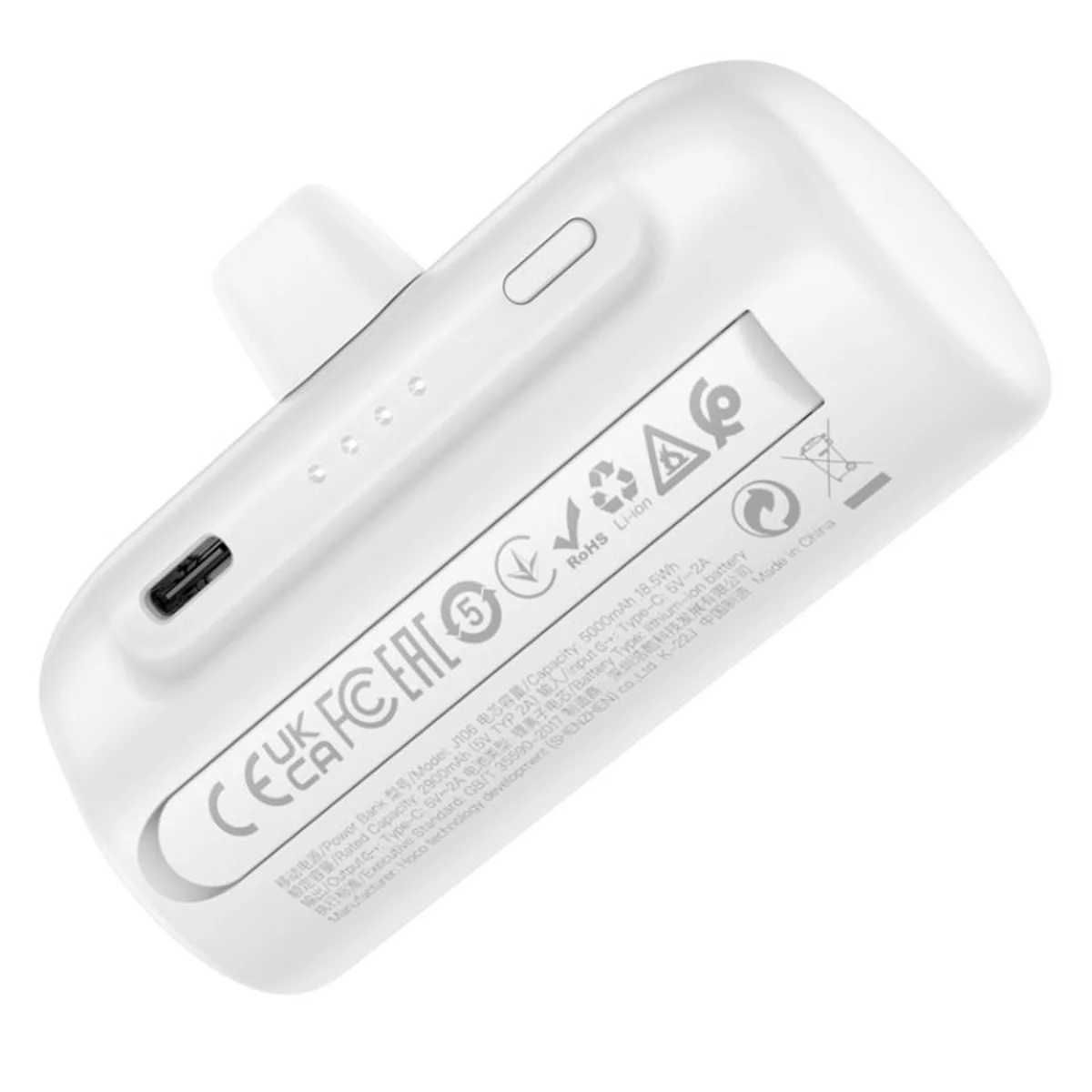 Портативное зарядное устройство Power Bank Hoco J106 Pocket Type-C 5000 mAh White