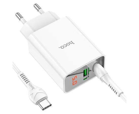 СЗУ HOCO C100A PD20W+QC3.0 + Type-C to Type-C White