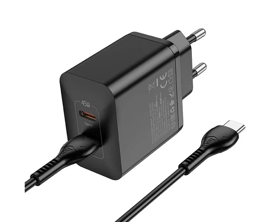 СЗУ Hoco N35 Streamer PD45W (2C) + Type-C to Type-C Black