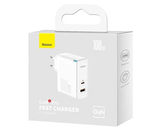 СЗУ Baseus GaN5 Pro Type-C+USB 100W EU (CCGP09020) Белый