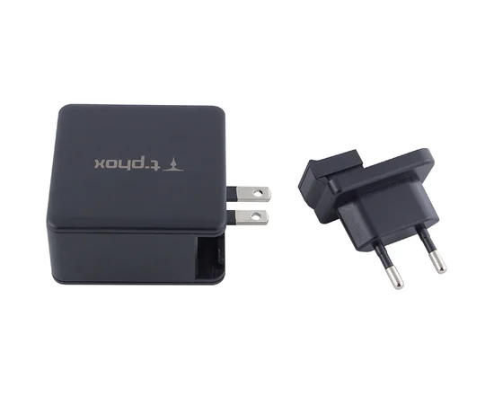 СЗУ PD адаптер T-phox (48W: PD 30W + USB QuickCharge QC 3.0 18W) Черный