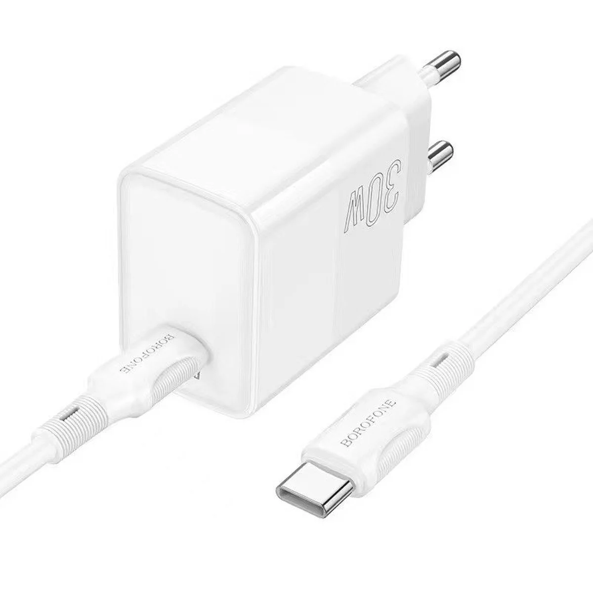 СЗУ Borofone BA77A PD30W+QC3.0 + Type-C + Type-C White