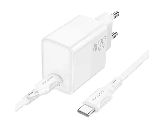 СЗУ Borofone BA77A PD30W+QC3.0 + Type-C + Type-C White