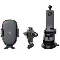 Автоутримувач із БЗУ Usams US-CD187 15W with Colorful Light Black