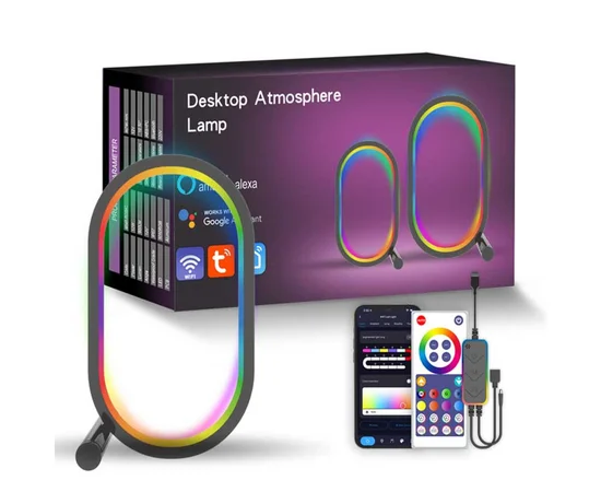 Настольная LED лампа RGB Smart desk oval lamp Bluetooth USB with app Black