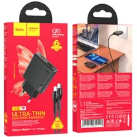 СЗУ Hoco N38 Delgado PD20W+QC3.0 + Type-C to Lightning Black