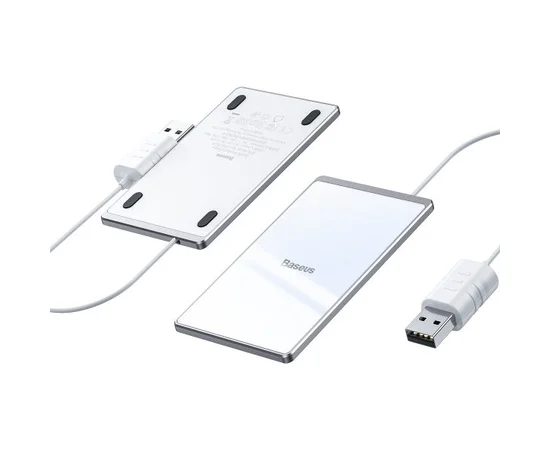 Беспроводное зарядное устройство Baseus Card Ultra-Thin 15W (with USB cable 1m) Серебряный