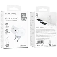 СЗУ Borofone BA76A Source PD35W (2Type-C) + Type-C to Type-C White