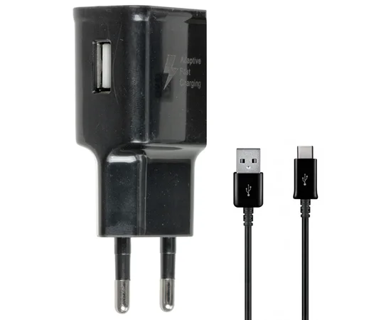 СЗУ Samsung Travel Adapter (2A/15W) + кабель USB to Type-C, в упак. Черный